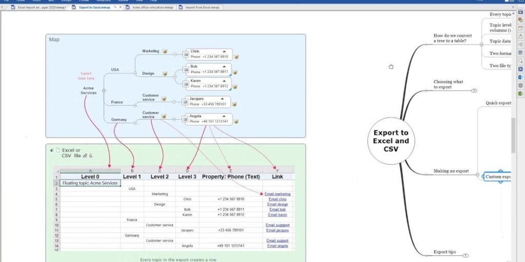 import excel spreadsheet mind mapping tool